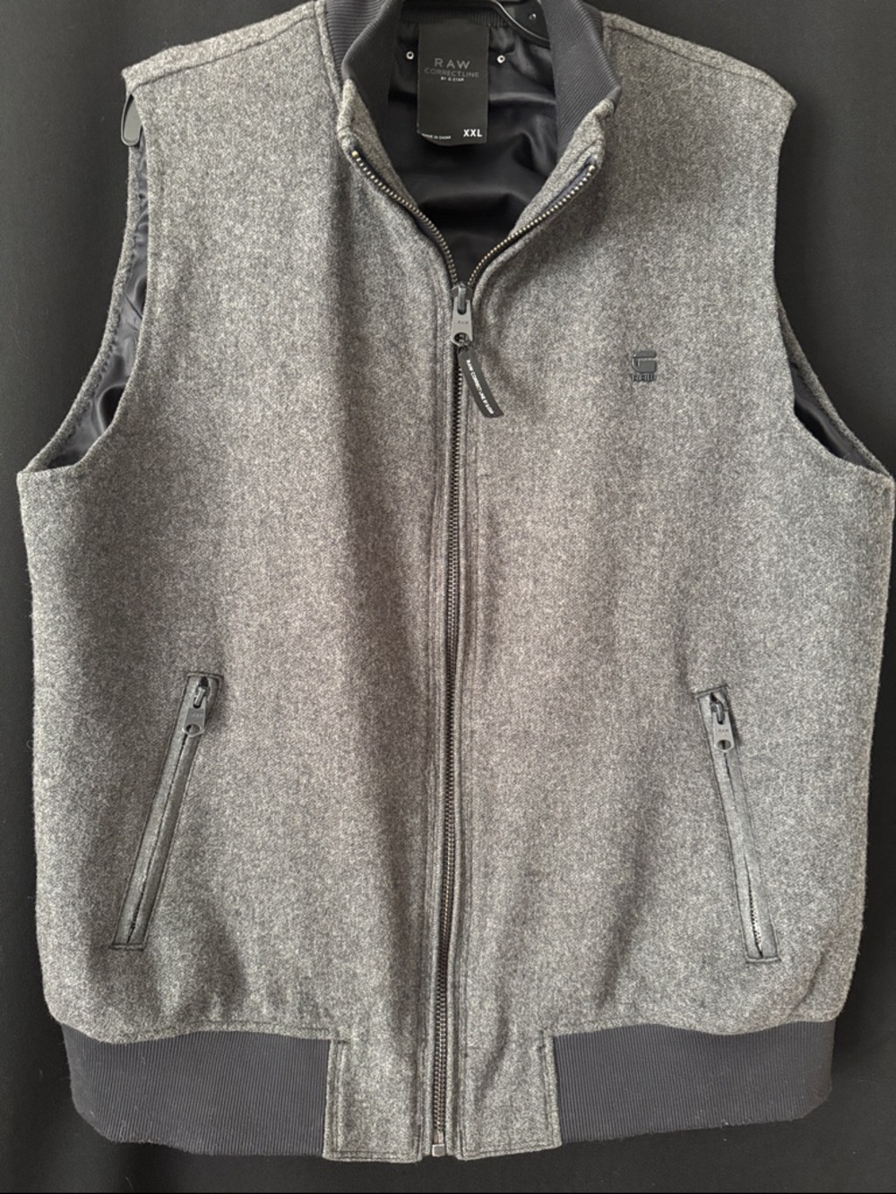 G-Star RAW Wool Blend Zip Vest in Heather Gray (tailor made from Jacket)